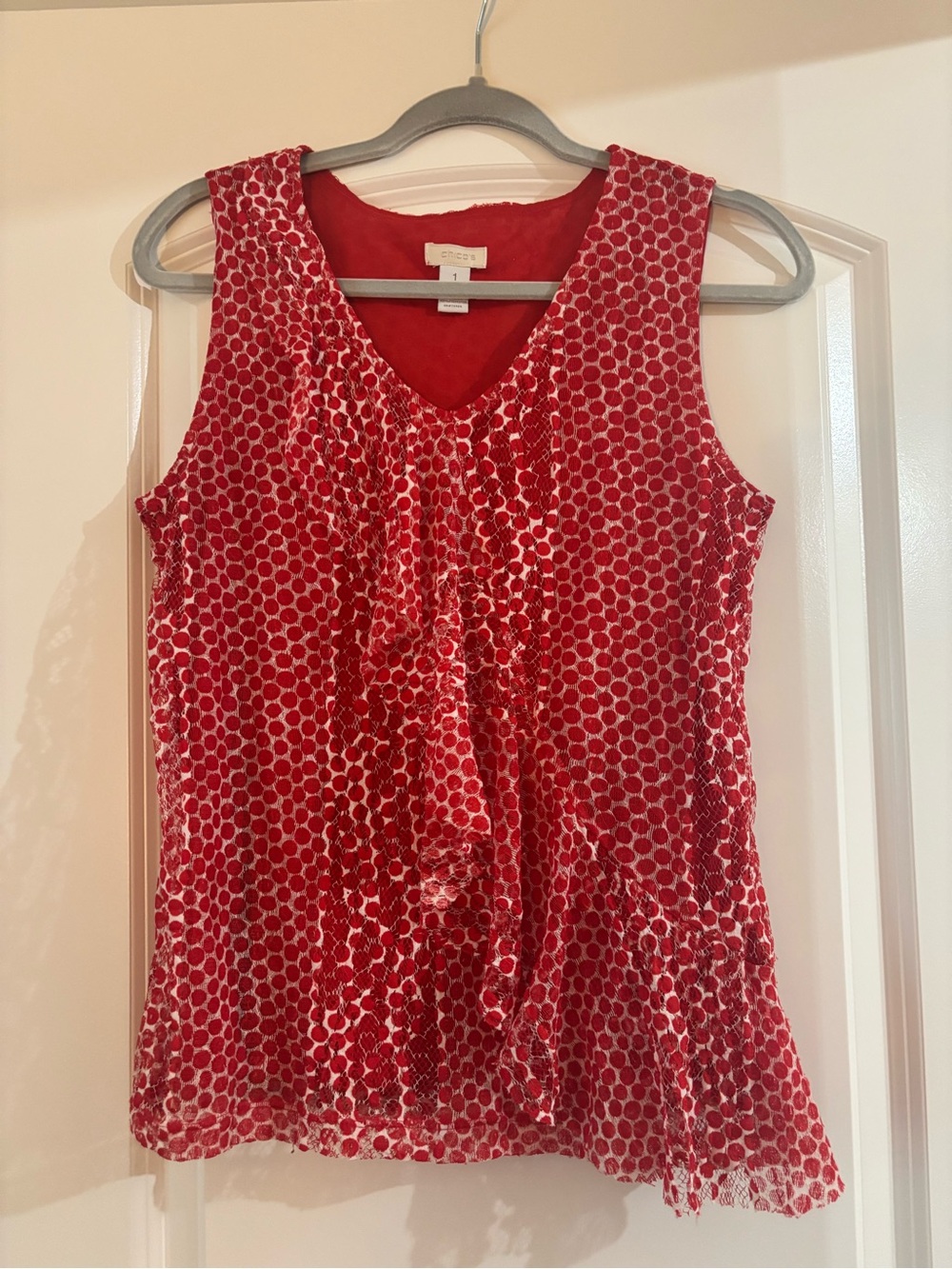 Chico's Red Polka Dot Sleeveless Tank